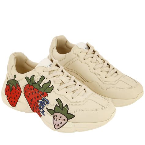 gucci strawberry sneakers|Gucci rhyton lace up sneakers.